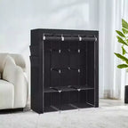 Armadio Guardaroba Portatile con Organizer Grande Capacità con Copertura in Tessuto Aste Appendiabiti e Ripiani per Camera da Letto Appendiabiti Robusto