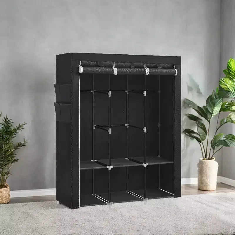 Armadio Guardaroba Portatile con Organizer Grande Capacità con Copertura in Tessuto Aste Appendiabiti e Ripiani per Camera da Letto Appendiabiti Robusto