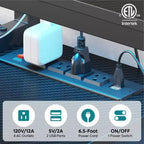 Scrivania da gaming Bestier 71.5 a LED con presa di corrente, scrivania ad L per computer con supporto per monitor