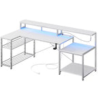 Scrivania da gaming Bestier 71.5 a LED con presa di corrente, scrivania ad L per computer con supporto per monitor
