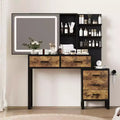 Makeup Vanity Desk with Sliding Mirror and Lights, Large Dressing Table with Charging Station