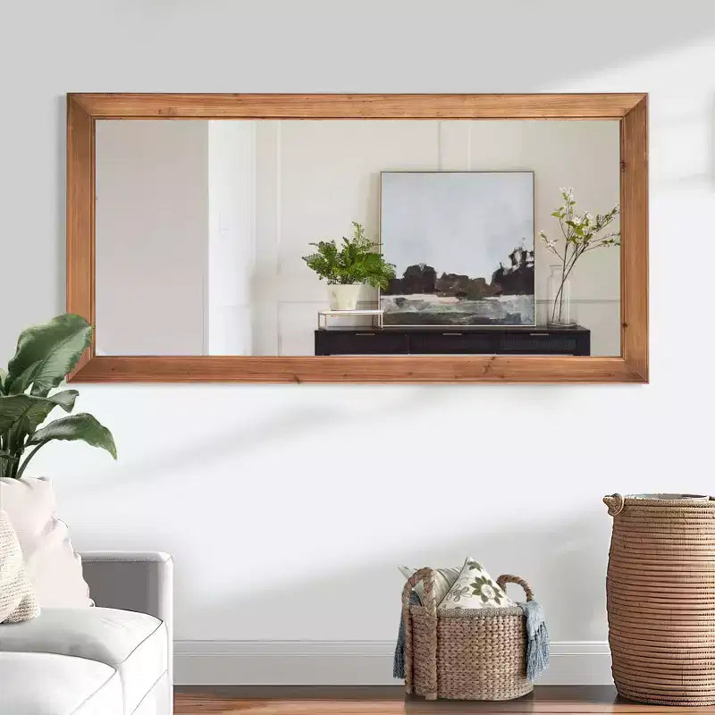 Specchio a figura intera Dovelina Wood Vertical Frame, specchio a parete/terra - 71x35, Marrone