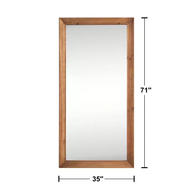 Specchio a figura intera Dovelina Wood Vertical Frame, specchio a parete/terra - 71x35, Marrone