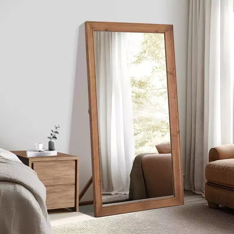 Specchio a figura intera Dovelina Wood Vertical Frame, specchio a parete/terra - 71x35, Marrone
