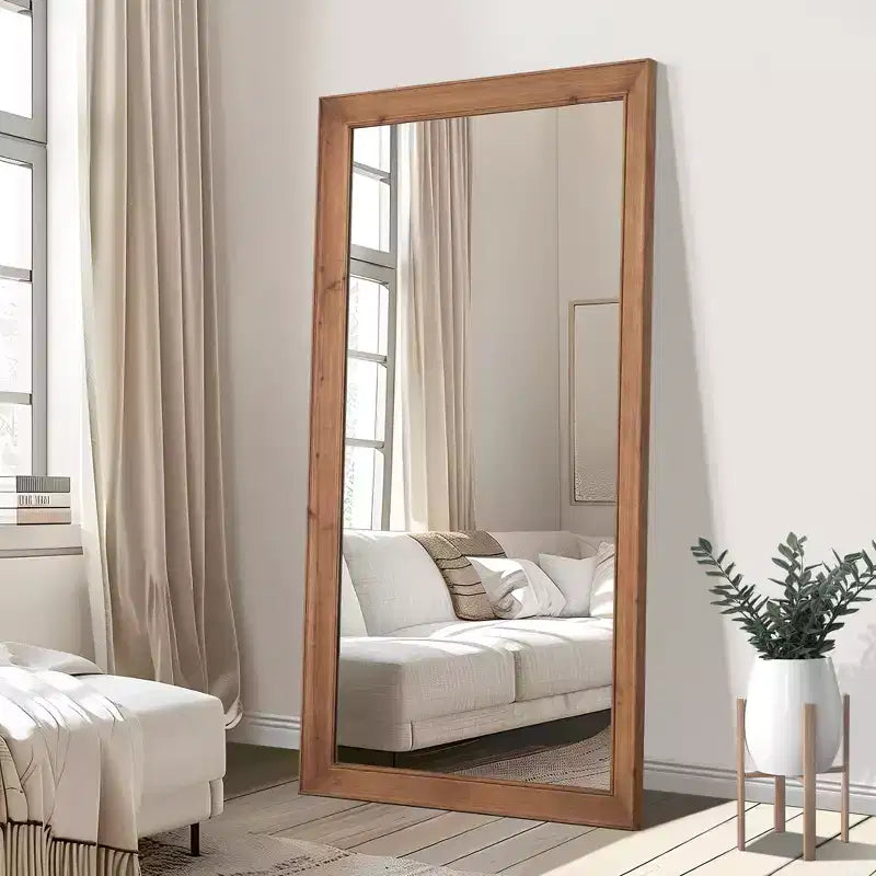 Specchio a figura intera Dovelina Wood Vertical Frame, specchio a parete/terra - 71x35, Marrone