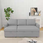 Divano Letto 3 Posti 85" con Chaise Contenitore, Estraibile e Borchie Ramate