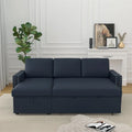 Divano Letto 3 Posti 85" con Chaise Contenitore, Estraibile e Borchie Ramate