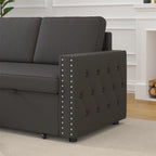 Divano Letto 3 Posti 85" con Chaise Contenitore, Estraibile e Borchie Ramate
