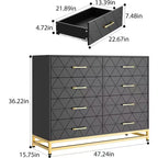 Cassettiera doppia a 8 cassetti con cassetti ampi e maniglie dorate