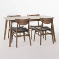 GDFStudio Lurline 5 Pieces Mid Century Modern Faux Leather Upholstered Dining Set