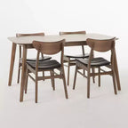GDFStudio Lurline 5 Pieces Mid Century Modern Faux Leather Upholstered Dining Set
