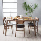 GDFStudio Lurline Set da Pranzo 5 Pezzi Moderno Metà Secolo in Ecopelle