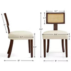Subrtex Farmhouse, set di 2 sedie da pranzo in rattan, sedie da cucina imbottite in lino per tavolo da pranzo, sedie d'accento moderne di metà secolo, marrone