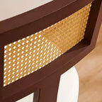 Subrtex Farmhouse, set di 2 sedie da pranzo in rattan, sedie da cucina imbottite in lino per tavolo da pranzo, sedie d'accento moderne di metà secolo, marrone