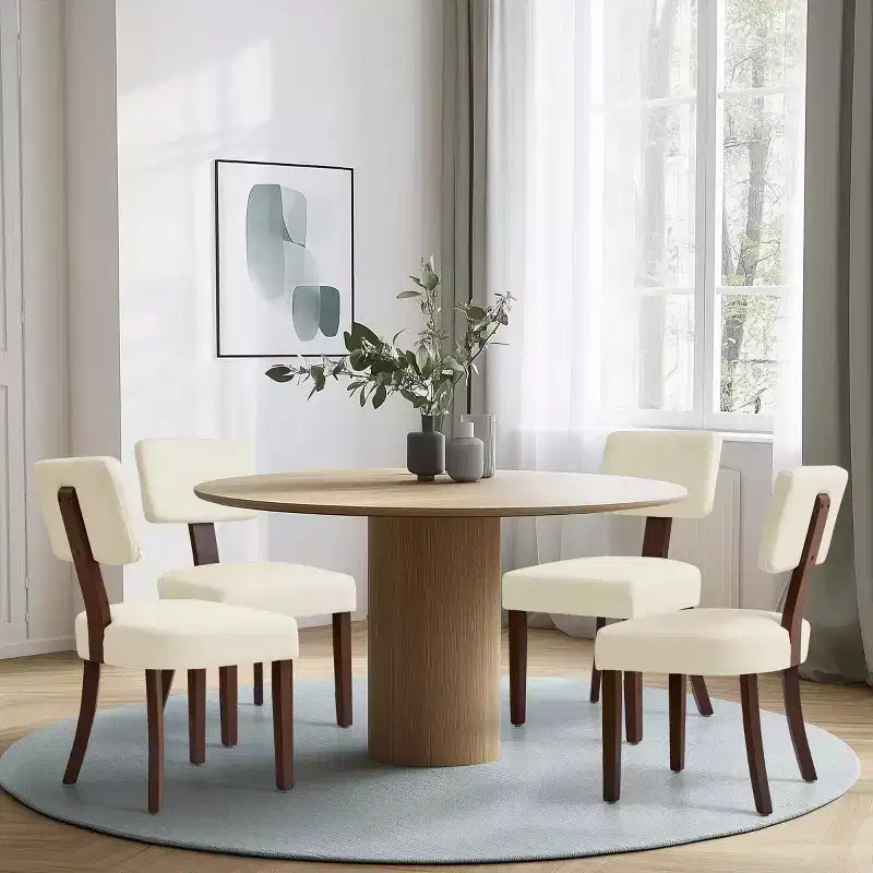 Subrtex Farmhouse, set di 2 sedie da pranzo in rattan, sedie da cucina imbottite in lino per tavolo da pranzo, sedie d'accento moderne di metà secolo, marrone