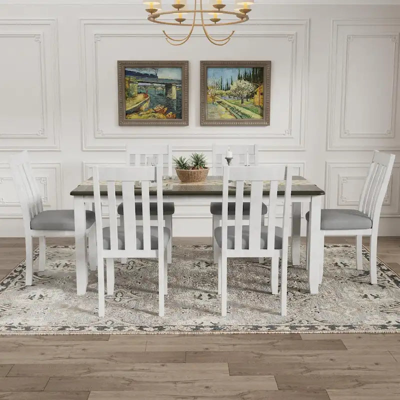 Set da pranzo da 7 pezzi con tavolo allungabile e 6 sedie imbottite