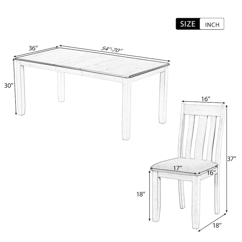 Set da pranzo da 7 pezzi con tavolo allungabile e 6 sedie imbottite