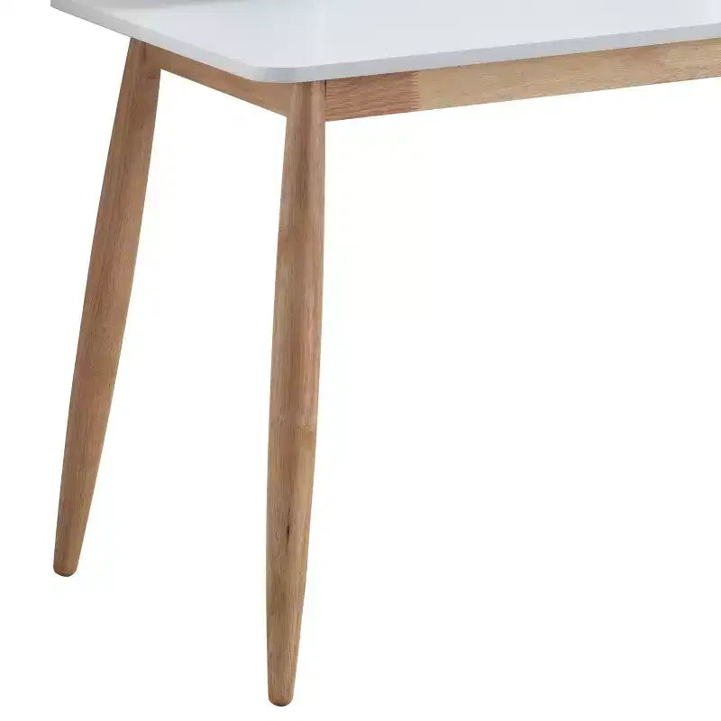 Scrivania da Scrittura in Legno Stile Moderno Mid-Century Roskilde di Roundhill Furniture con Alzata, Bianca