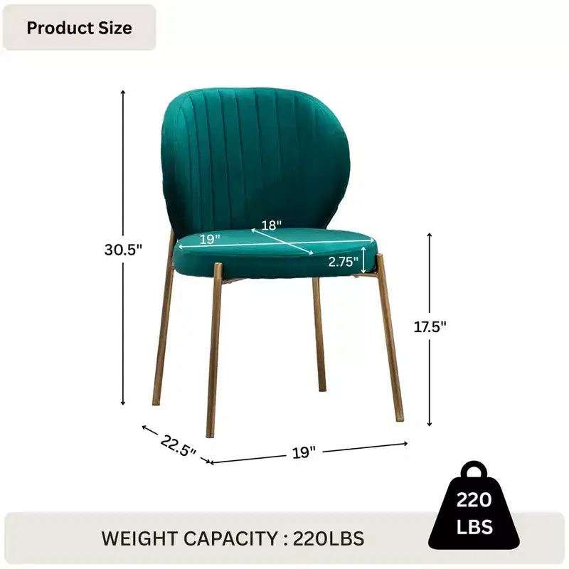 Sedia da pranzo contemporanea Roundhill Furniture Amoa in velluto, verde