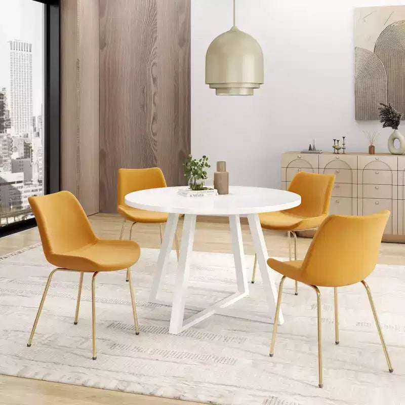 Set da pranzo rotondo Avant di Roundhill Furniture, tavolo da pranzo rotondo con 4 sedie laterali, 5 pezzi