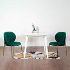 Roundhill Furniture Set da pranzo contemporaneo Amoa, tavolo da pranzo rotondo bianco con 2 sedie, 3 pezzi