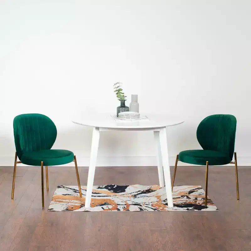 Roundhill Furniture Set da pranzo contemporaneo Amoa, tavolo da pranzo rotondo bianco con 2 sedie, 3 pezzi