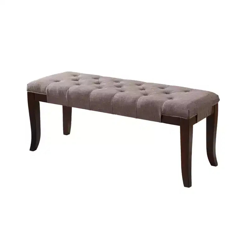 Panca Ottomana Trapuntata in Tessuto Marrone Linon