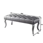 Panca Roundhill Furniture Decor Maxem con seduta imbottita in tessuto trapuntato e passamaneria con borchie, grigio