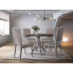 Roundhill Furniture Iris Wood Dining Set, Weathered White, 5-Piece