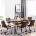 Roundhill Furniture Aryven Industrial 7-Piece Dining Set, Antique Brown