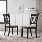 Roundhill Furniture Arroyo Set da pranzo, tavolo da pranzo a forcina con 4 sedie con schienale a croce, nero intenso, 5 pezzi