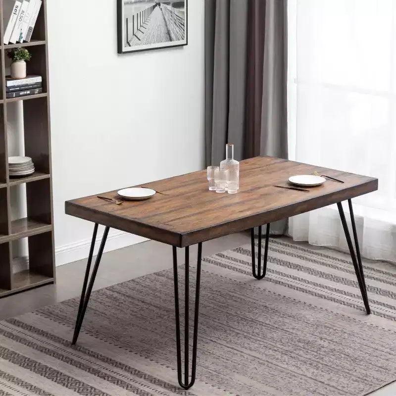 Roundhill Furniture Arroyo Set da pranzo, tavolo da pranzo a forcina con 4 sedie con schienale a croce, nero intenso, 5 pezzi