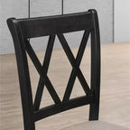 Roundhill Furniture Arroyo Set da pranzo, tavolo da pranzo a forcina con 4 sedie con schienale a croce, nero intenso, 5 pezzi