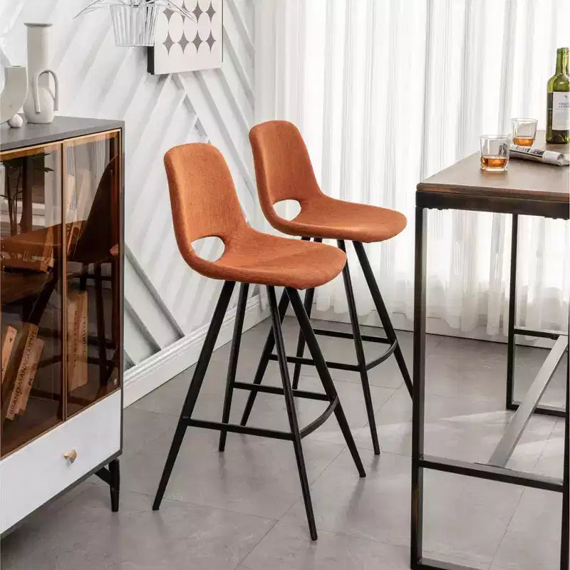 Sgabelli da bar in tessuto Porth di Roundhill Furniture, 71,75 cm, colore arancione, set da 2