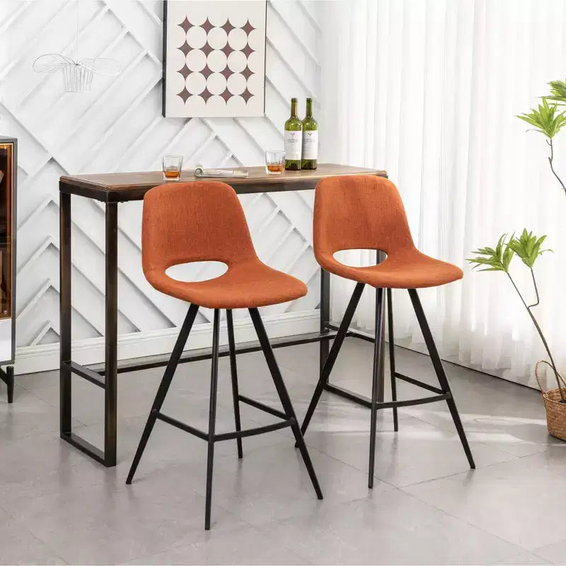 Sgabelli da bar in tessuto Porth di Roundhill Furniture, 71,75 cm, colore arancione, set da 2