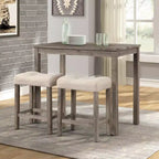 Sgabelli a sella imbottiti con bottoni Roundhill Furniture Sora, altezza bancone, set da 2, tortora