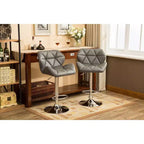 Sgabelli da Bar Grigi Idraulici Regolabili in Altezza con Bottoni Glasgow Contemporary, Set da 2