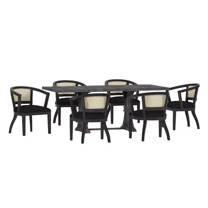 Christopher Knight Home Delwood 7 Pieces Traditional Upholstered Wood and Cane Expandable Dining Set