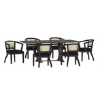 Christopher Knight Home Delwood 7 Pieces Traditional Upholstered Wood and Cane Expandable Dining Set