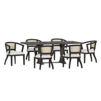 Christopher Knight Home Delwood Set da Pranzo Espandibile Tradizionale a 7 Pezzi in Legno, Tessuto e Rattan