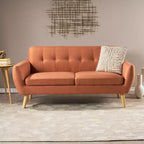 Divano GDFStudio Sheena Mid-Century Modern a 2 posti, imbottito e capitonné, 67,25 pollici