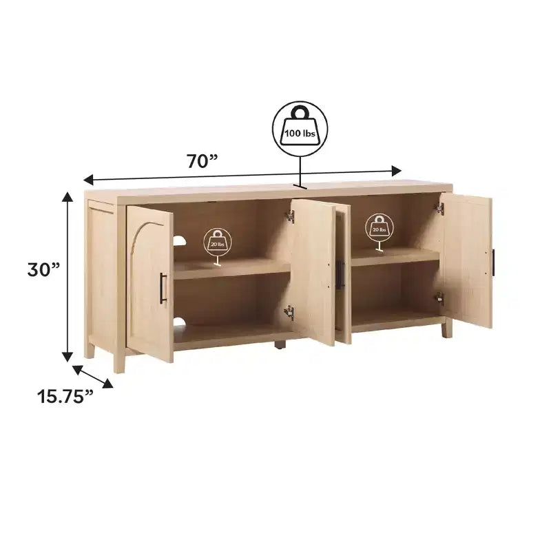 Saracina Home Madia Moderna Scanalata 70" con Ante Arcate
