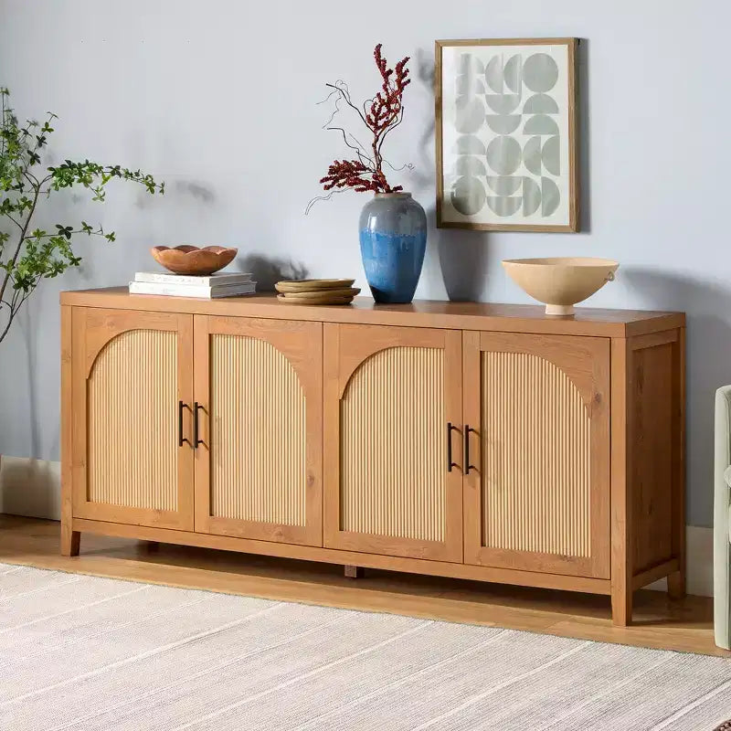 Saracina Home Madia Moderna Scanalata 70" con Ante Arcate