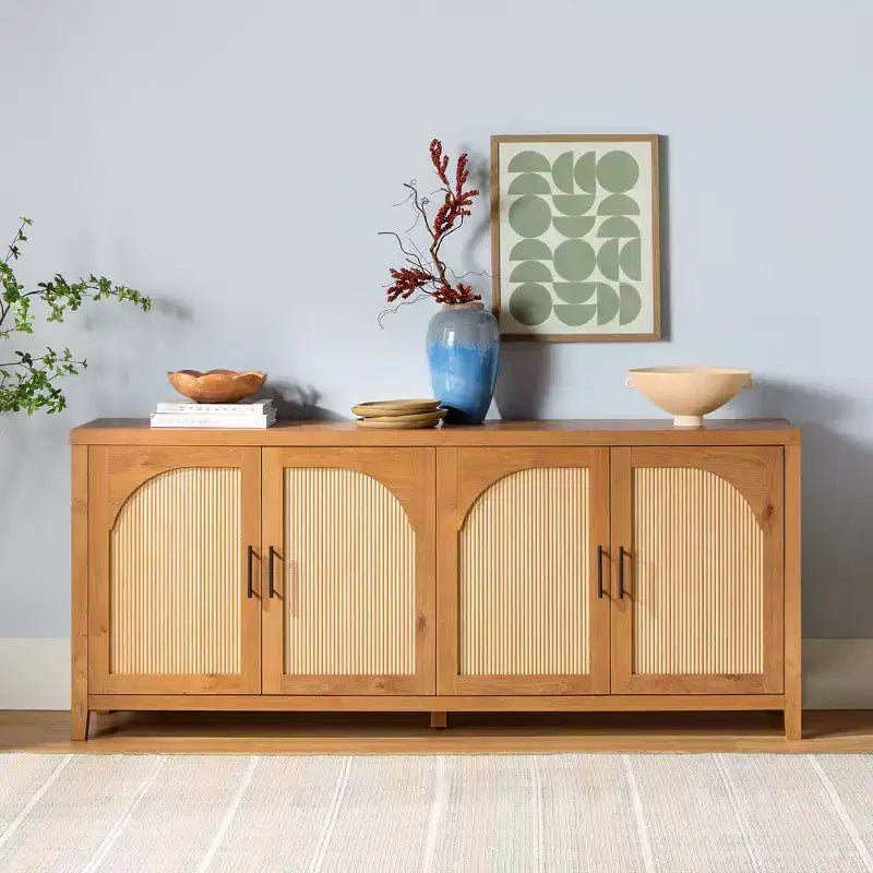 Saracina Home Madia Moderna Scanalata 70" con Ante Arcate