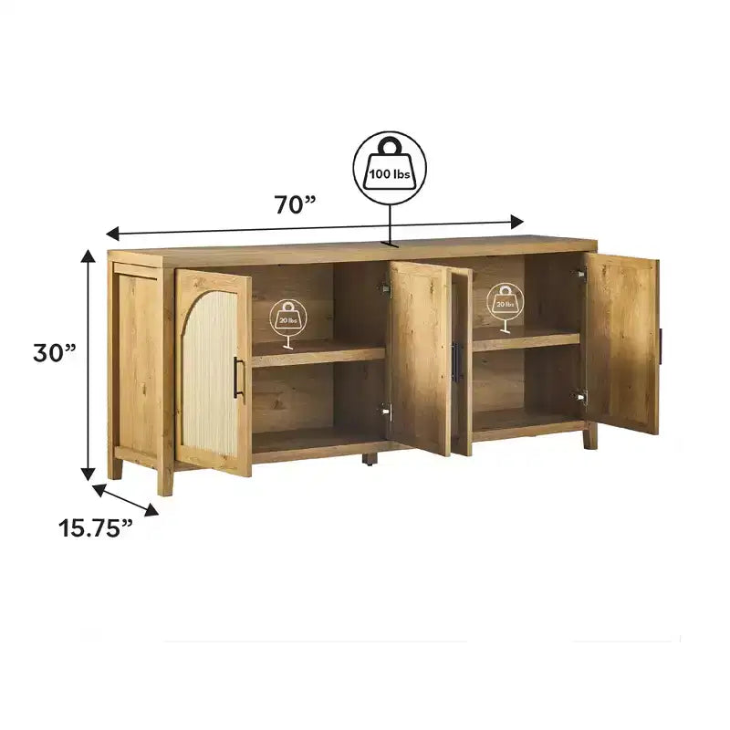 Saracina Home Madia Moderna Scanalata 70" con Ante Arcate