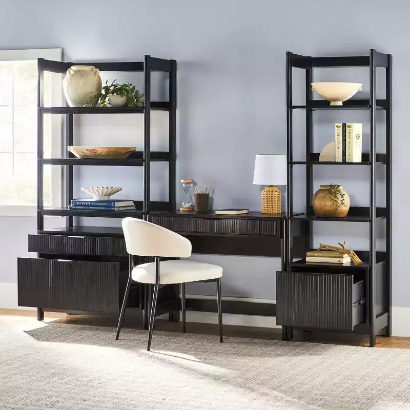 Saracina Home Scrivania Transitoria 3 pezzi con 1 Libreria Stretta e 1 Libreria Larga