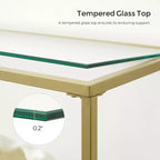 VASAGLE Tavolo Console da 130 cm con 3 Ripiani, Tavolo da Divano, Tavolo da Ingresso, Struttura in Metallo, Ripiano in Vetro Temperato, Stile Moderno