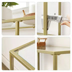 VASAGLE Tavolo Console da 130 cm con 3 Ripiani, Tavolo da Divano, Tavolo da Ingresso, Struttura in Metallo, Ripiano in Vetro Temperato, Stile Moderno