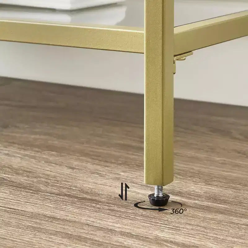 VASAGLE Tavolo Console da 130 cm con 3 Ripiani, Tavolo da Divano, Tavolo da Ingresso, Struttura in Metallo, Ripiano in Vetro Temperato, Stile Moderno