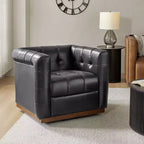 Poltrona girevole in vera pelle Frankie Modern | HULALA HOME